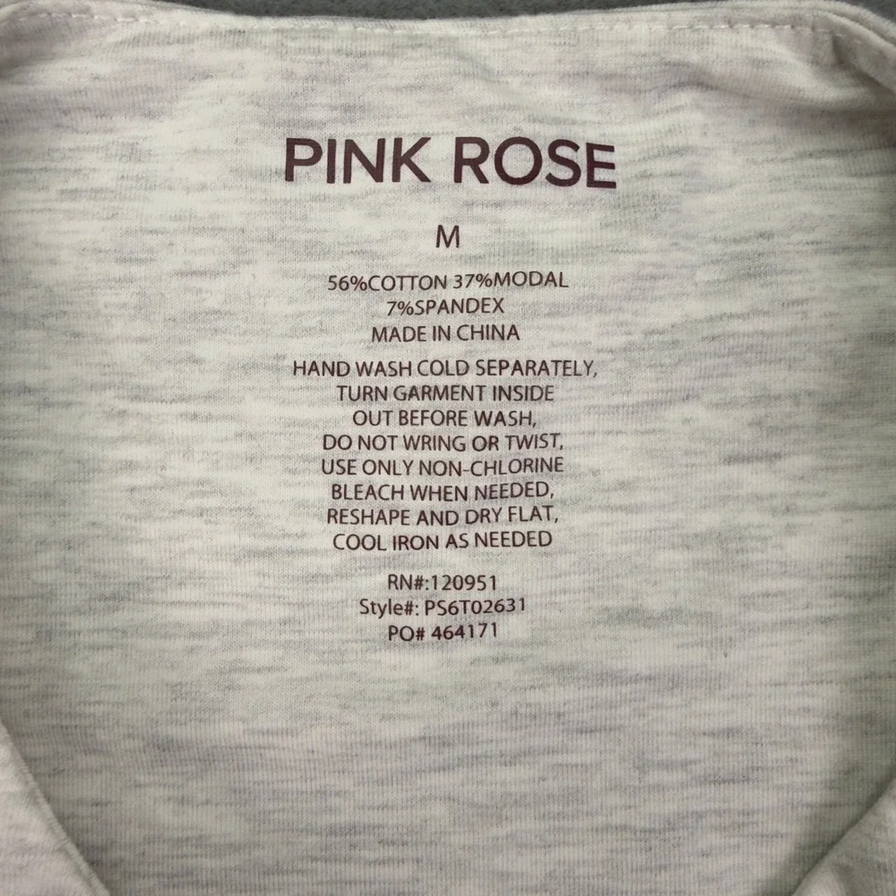 Pink Rose Short Sleeve T-Shirt Size M Heather Gray Kids